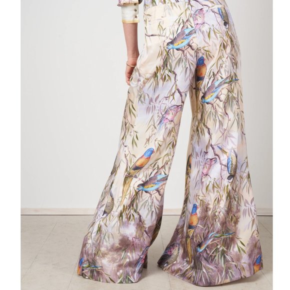 Zimmermann Wide Leg Patterned Trousers Candescent Wide Leg Pant - Parakeets - Picture 9 of 11